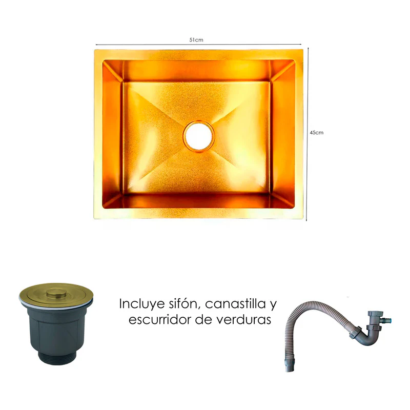 Combo Lavaplatos 51*45cm+griferia Lvp 7 Oro Cepillado+acc - Image 4