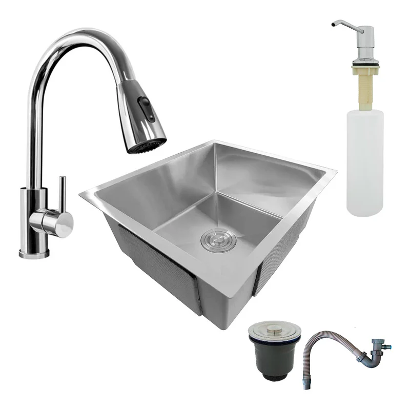 Combo Lavaplatos 60*45cm+griferia Extraible+dispensador+acc