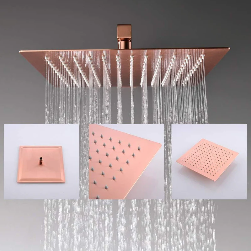 Ducha-regadera De Metal Cuadrada Oro Rosa De 20 Cm - Image 4
