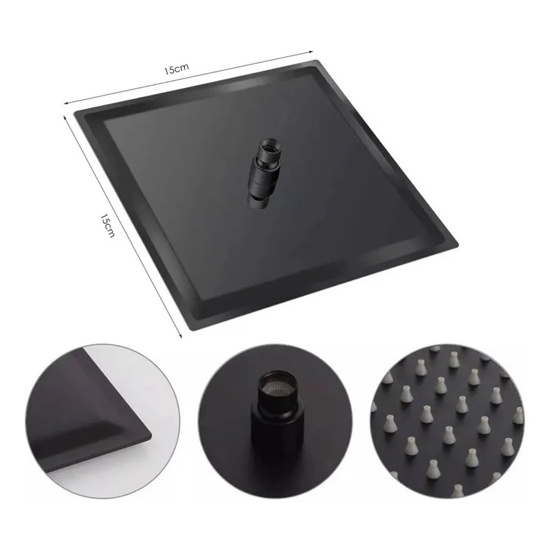 Kit Ducha 15cm+grifería Agua Fria+monocontrol Cuadrado Negro - Image 5