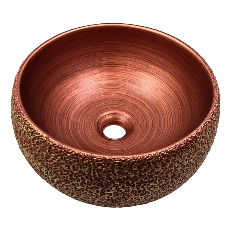 Lavamanos Redondo Terracota Rustico 40x40x15.5cm