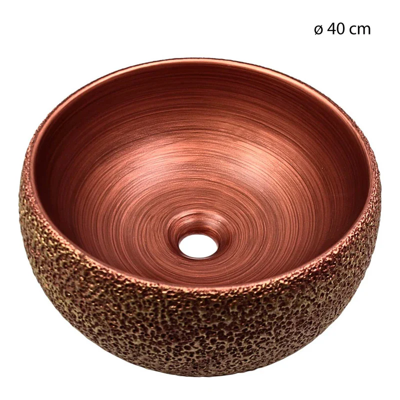 Lavamanos Redondo Terracota Rustico 40x40x15.5cm - Image 2