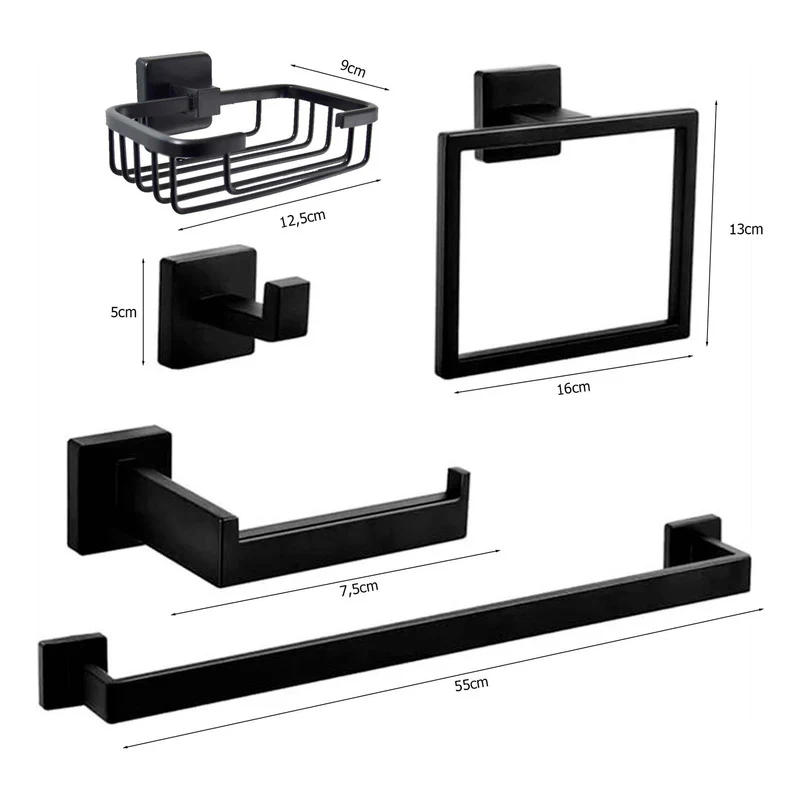 Accesorios Para Baño X5 Plano Piezas Negro Mate - Image 2