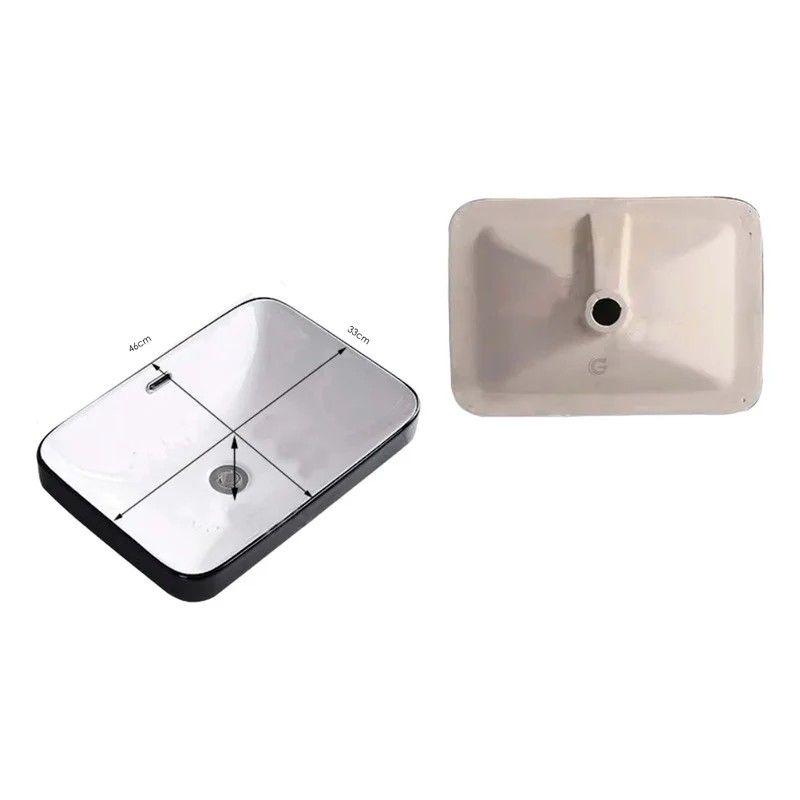 Lavamanos De Incrustar Rectangular Negro/blanco 46x33cm - Image 3