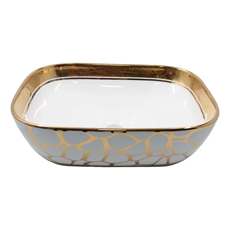 Lavamanos Rectangular Egipcio Dorado/blanca 45.5*32.5*13.5cm