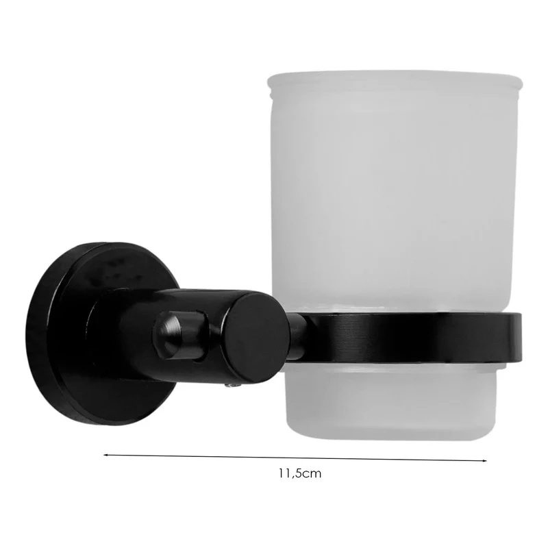 Porta Vaso Para Baño En Aluminio Negro Base Redonda - Image 2