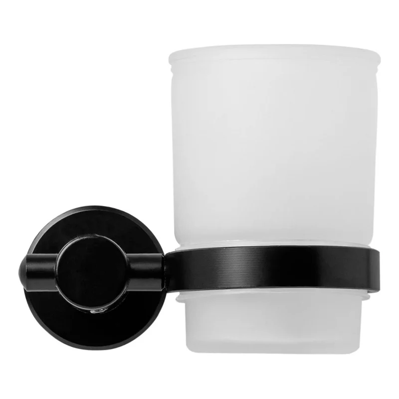 Porta Vaso Para Baño En Aluminio Negro Base Redonda - Image 3