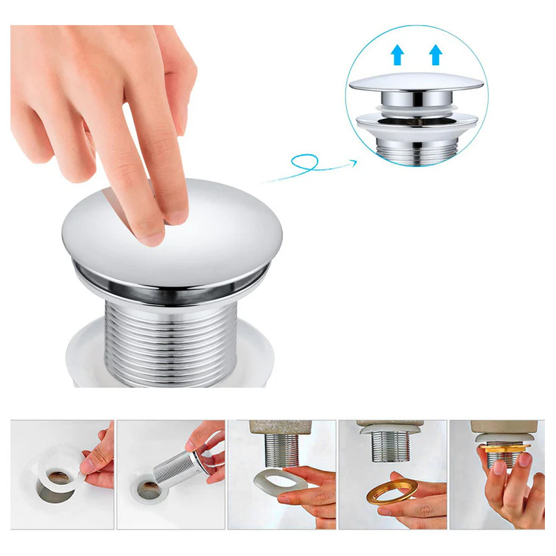 Desagüe De Push Para Lavamanos Sin Rebose En Bronce 12cm - Image 4