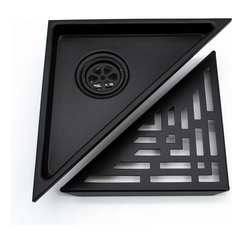 Rejilla De Piso Triangular En Acero Negro Mate 20x28cm - Image 3