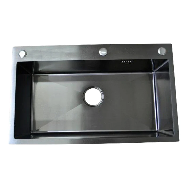 Lavaplatos En Acero 75*45*20cm Negro+accesorios