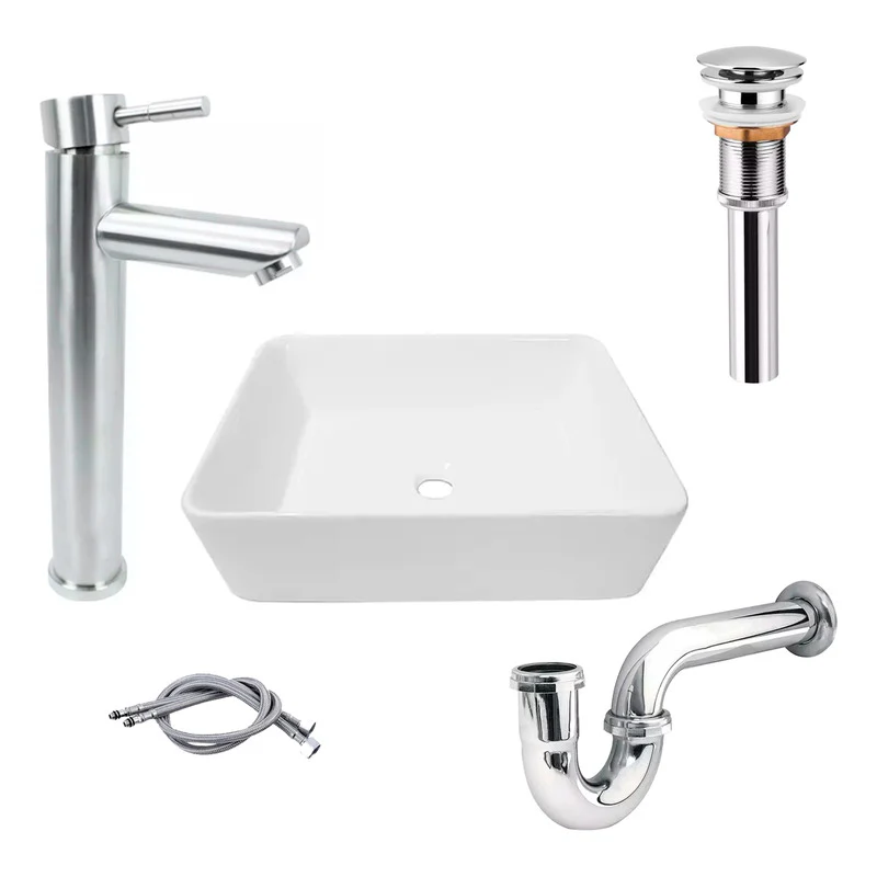 Combo Lavamanos Rectang.+griferia Monocontrol+push+sifongf10