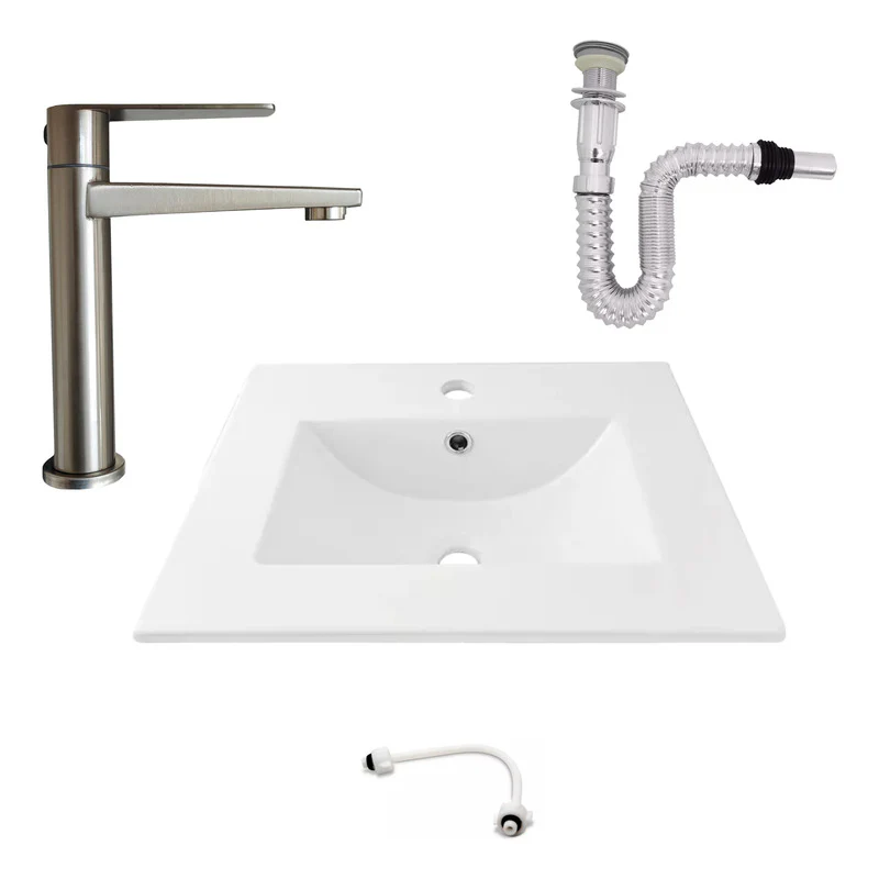 Kit Placa Lavamanos 51*46.5cm+griferia Agua Fr+push Flex. 12