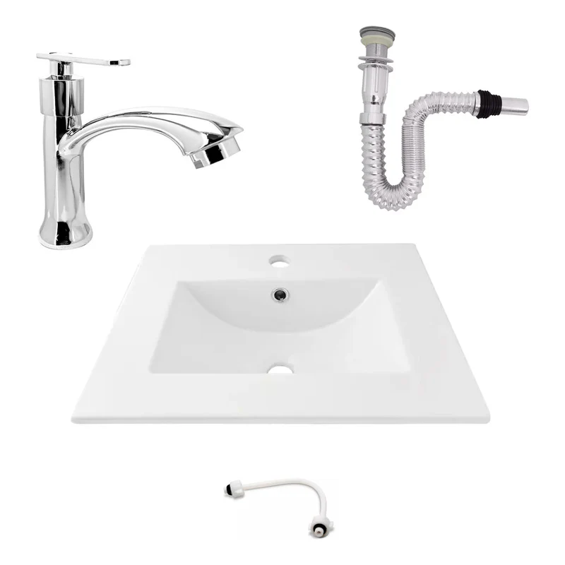 Kit Placa Lavamanos 51*46.5cm+griferia Agua Fr+push Flex. 16