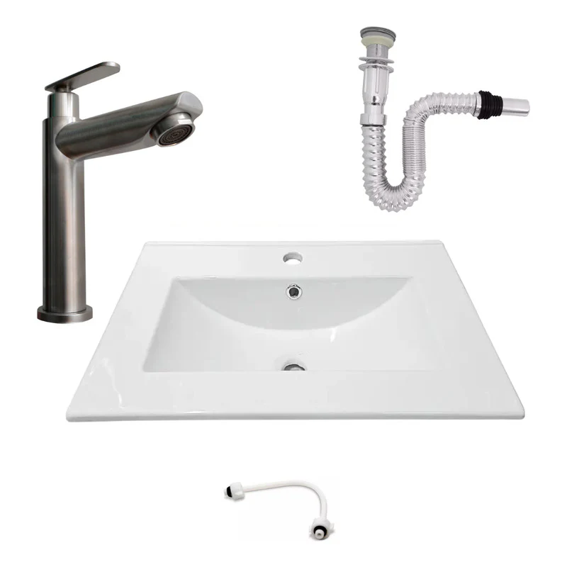 Kit Placa Lavam. 61*46.5cm+griferia Agua Fria+push Flex.10