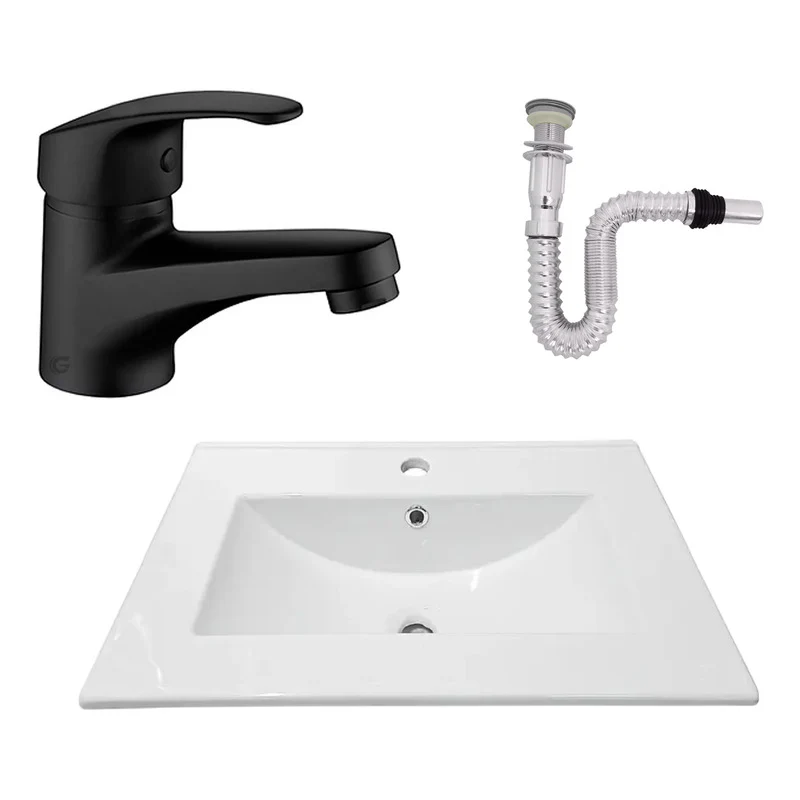 Kit Placa Lavam. 61*46.5cm+griferia Monocontrol+push Flex29