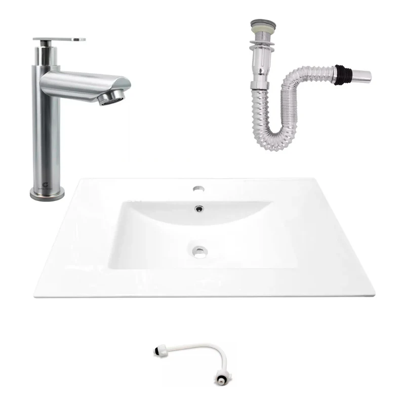 Kit Placa Lavamanos 81*46.5cm+griferia Agua Fria+push Flex.6