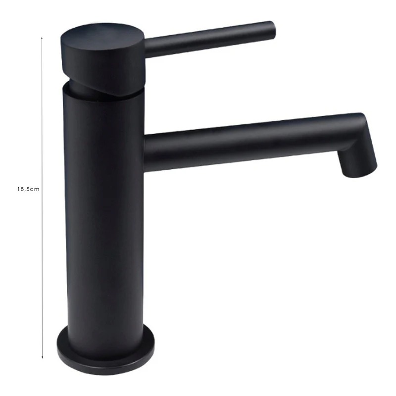 Grifería Llave Lavamanos Monocontrol Negra Baja - Image 2
