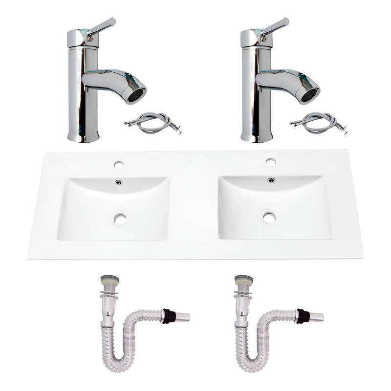 Kit Placa Doble Lavam.121*46.5cm+griferia Monoc+push Flex24