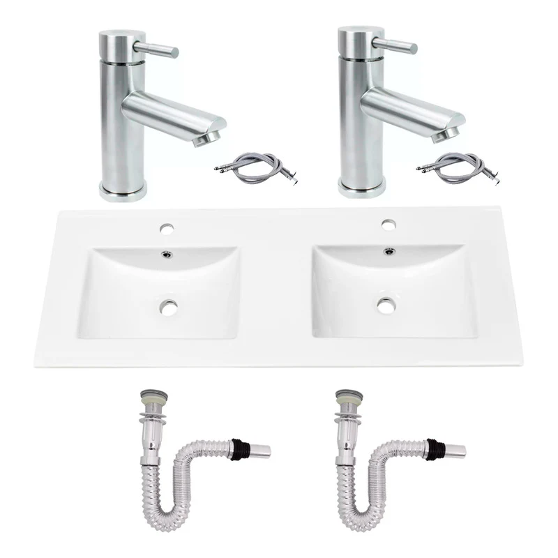 Kit Placa Doble Lavam.121*46.5cm+griferia Monoc+push Flex17