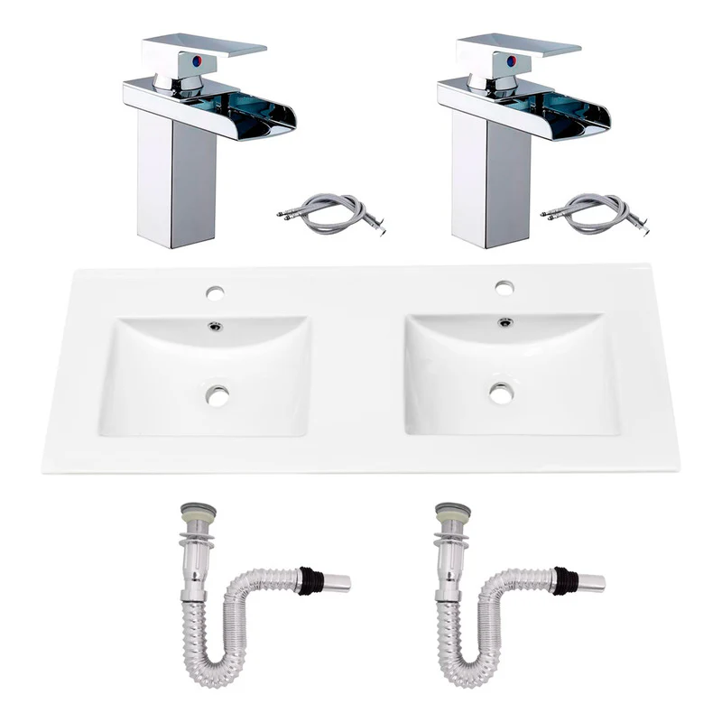 Kit Placa Doble Lavam.121*46.5cm+griferia Monoc+push Flex8