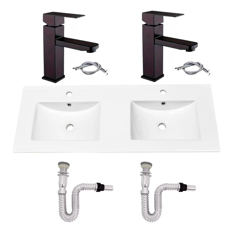 Kit Placa Doble Lavam.121*46.5cm+griferia Monoc+push Flex28