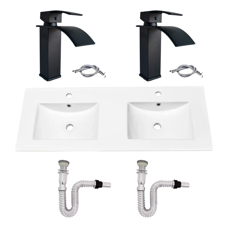 Kit Placa Doble Lavam.121*46.5cm+griferia Monoc+push Flex23