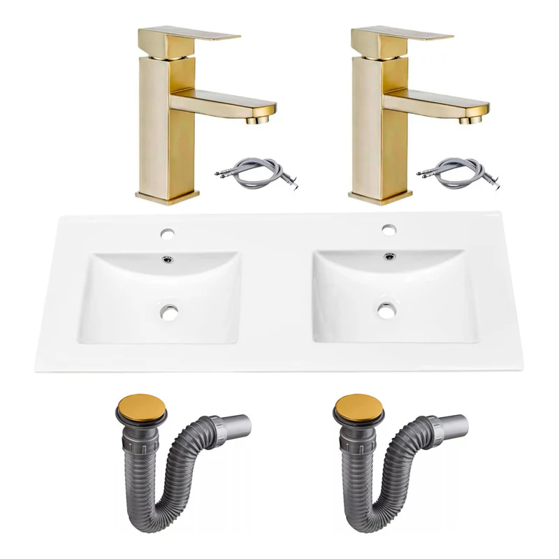 Combo Placa Doble Lavam.121*46,5cm+grifo Monoc.+push Oro1