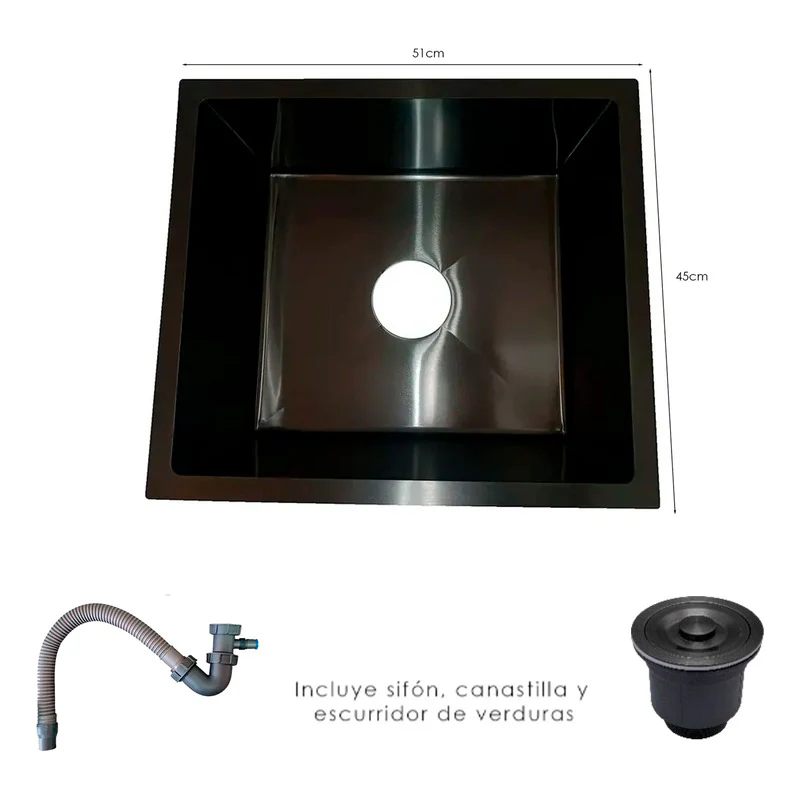 Combo Lavaplatos 51*45cm+griferia Lvp Negra Extraible+ Acc - Image 2