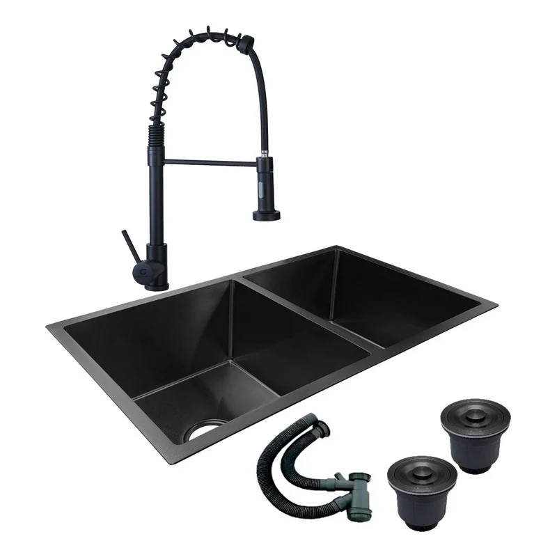 Combo Lavaplatos Doble 77*45cm+griferia Lvp Extraible+ Acc