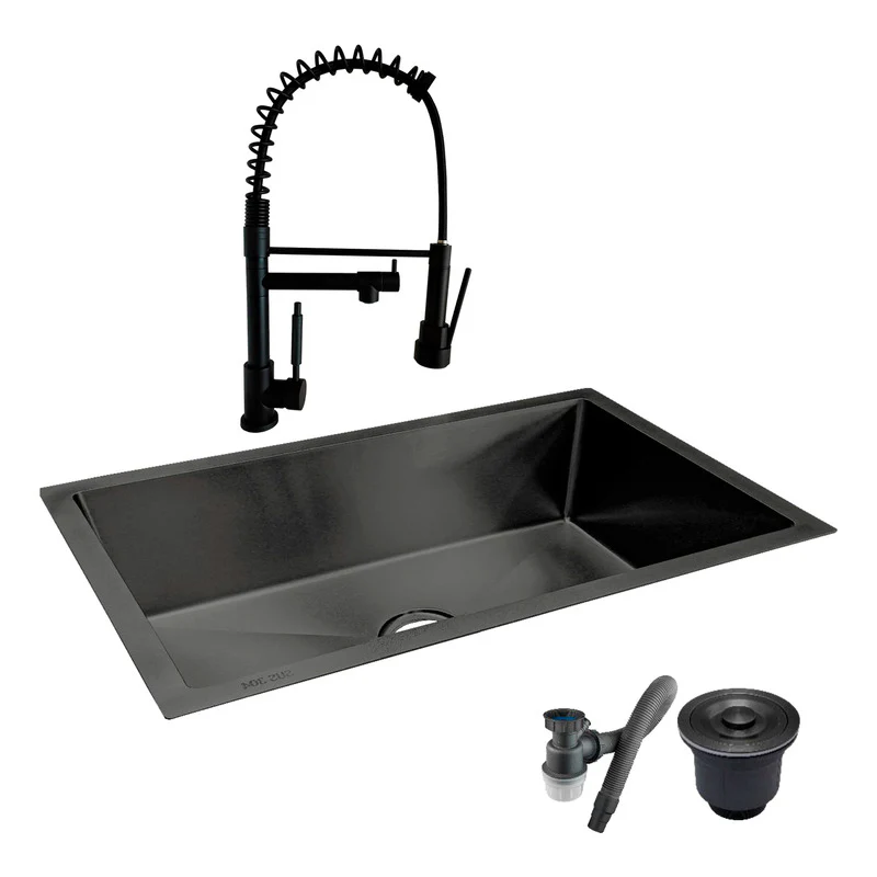 Combo Lavaplatos 100*45cm+griferia Lvp Negra 1905+ Accesorio