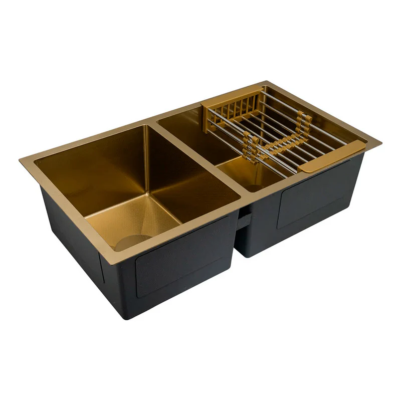 Combo Lavaplatos Doble 77*45cm+griferia Lvp 7 Oro Cepillado - Image 4