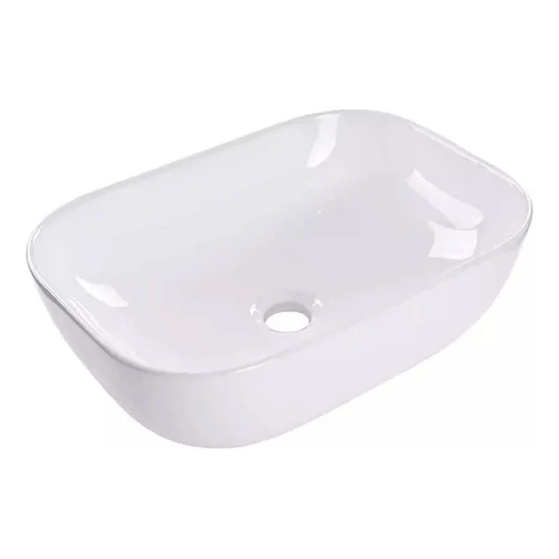 Lavamanos Sobreponer Rectangular En Porcelana Blanco.