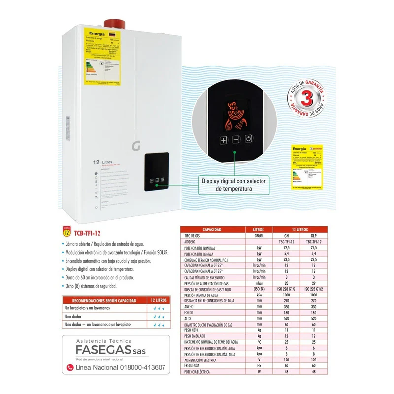 Calentador Paso A Gas 12 Lts - Image 2