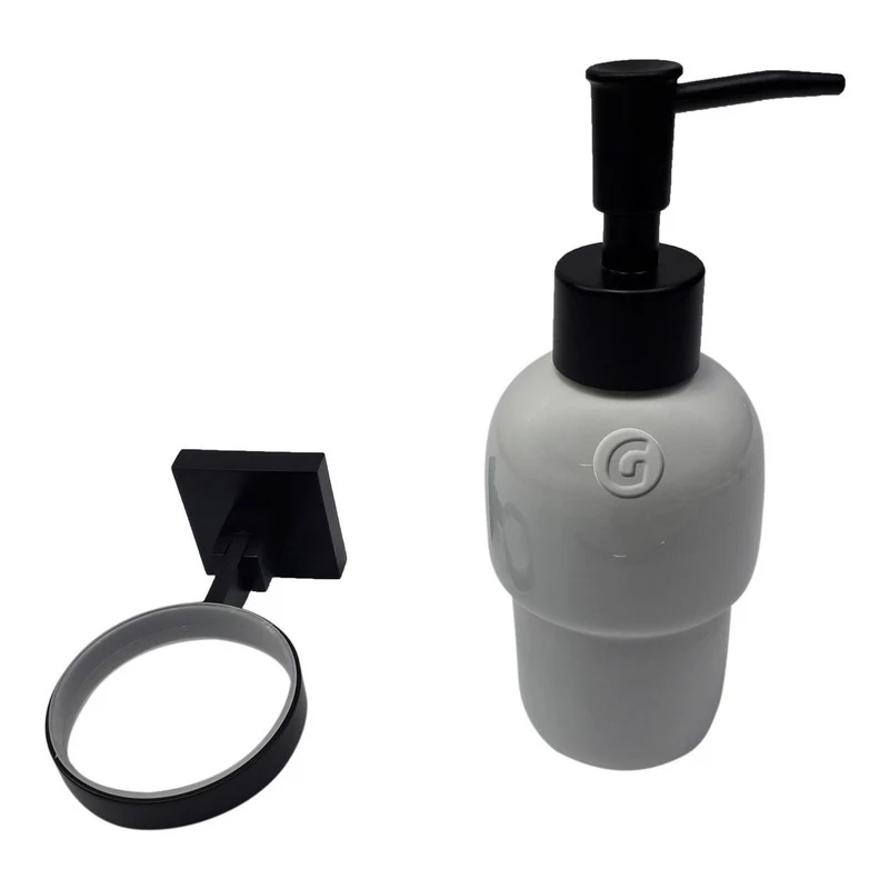 Soporte + Dispensador De Jabon Negra