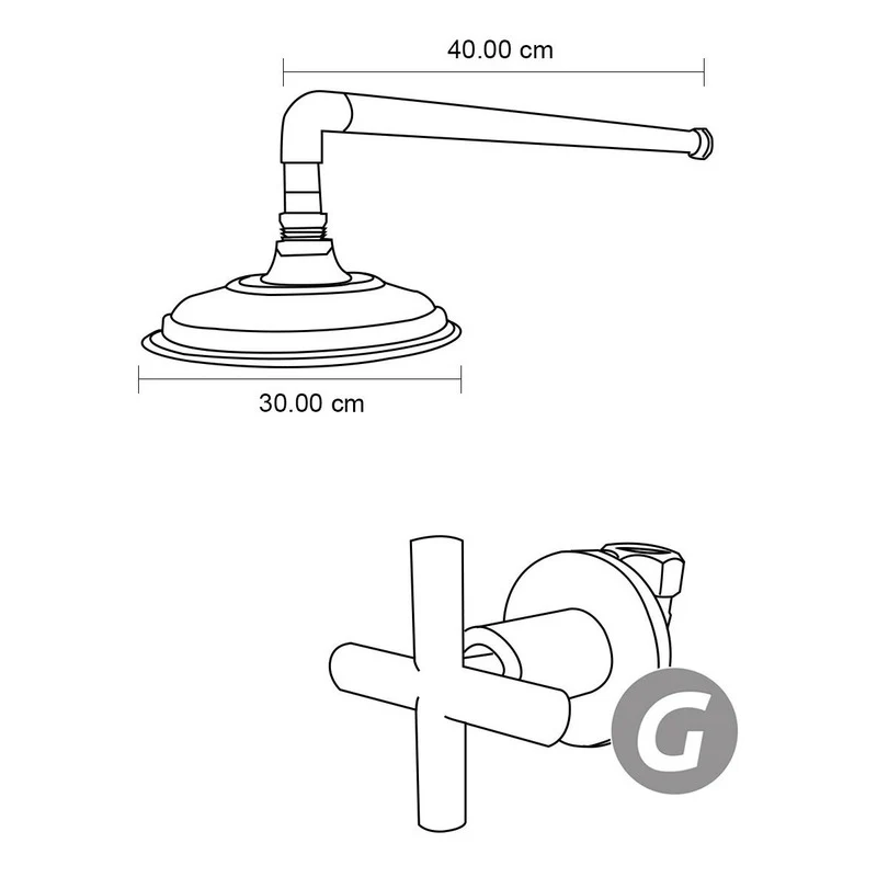 Ducha Circular30cm Con Tubo A Pared Con Registro Cobre Antig - Image 5