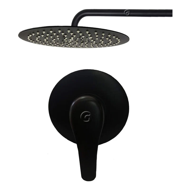 Ducha Negra Mono Control Con Ducha 20cm