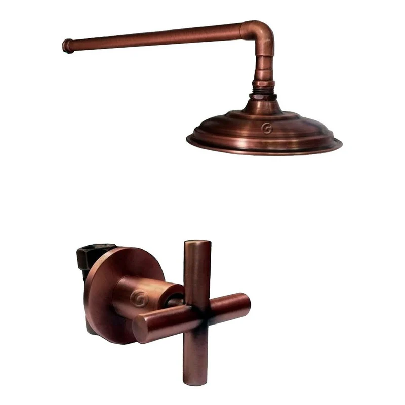 Ducha Con Registro Cruceta Vintage Cobre Antiguo