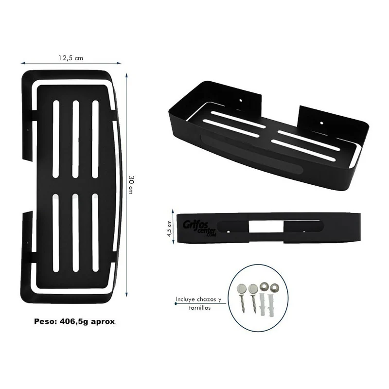 Repisa Para Baño Rectangular Negra - Image 5