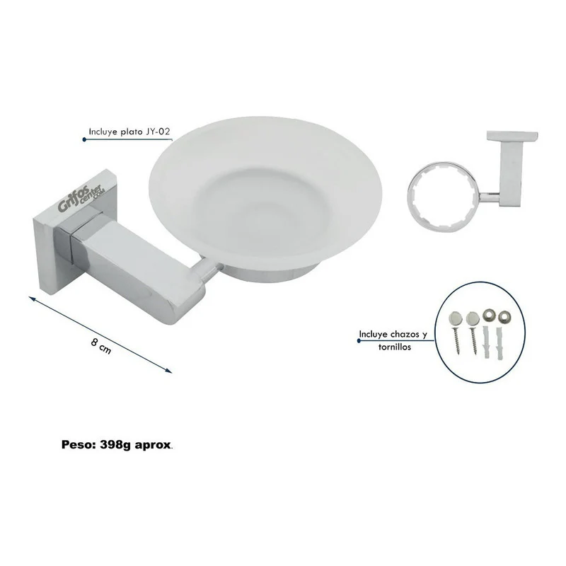 Jabonera Para Baño Base Cuadrada Zamak - Image 3