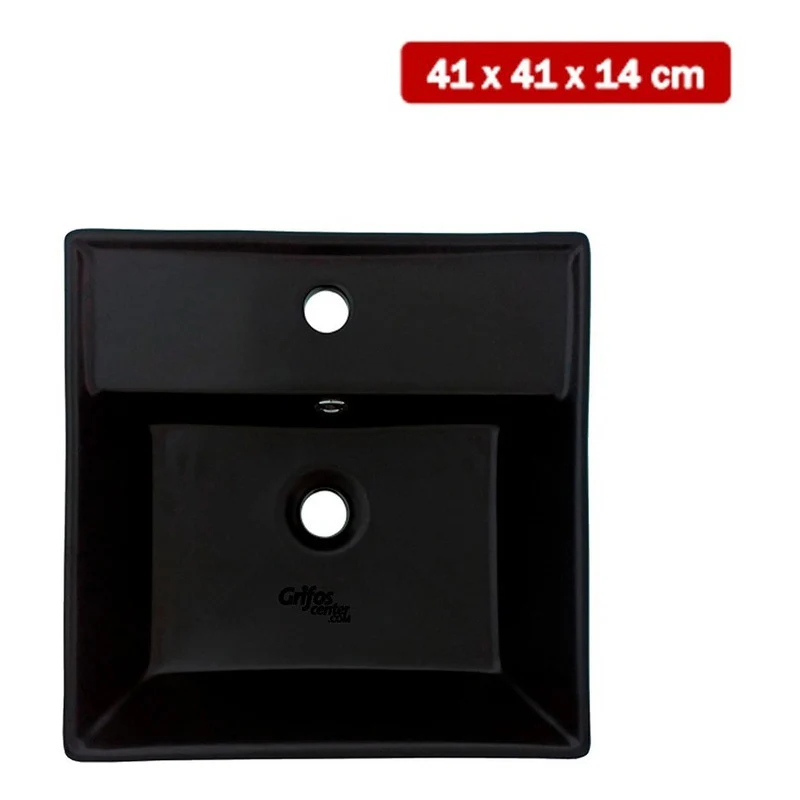 Lavamanos Cerámica Cuadrado Negro 38cm - Image 2