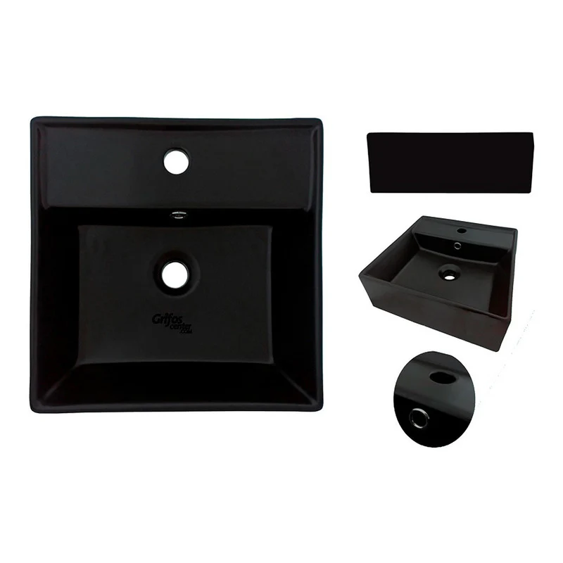 Lavamanos Cerámica Cuadrado Negro 38cm - Image 3