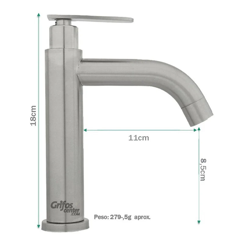 Llave Lavamanos Baja Cylinder Satin Curvo - Image 2