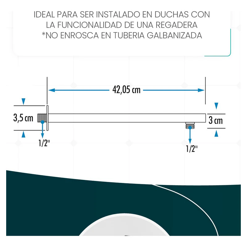 Tubo Regadera En Acero Inoxidable 40cm - Image 2