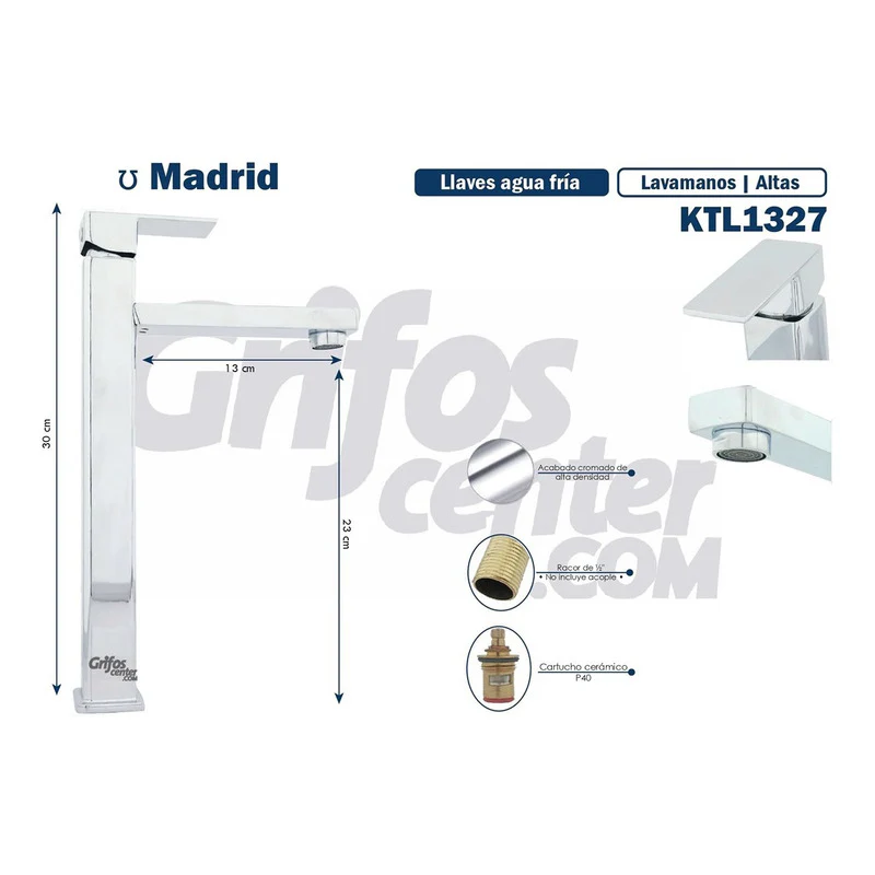 Grifería Lavamanos Agua Fría Alta Madrid - Image 3