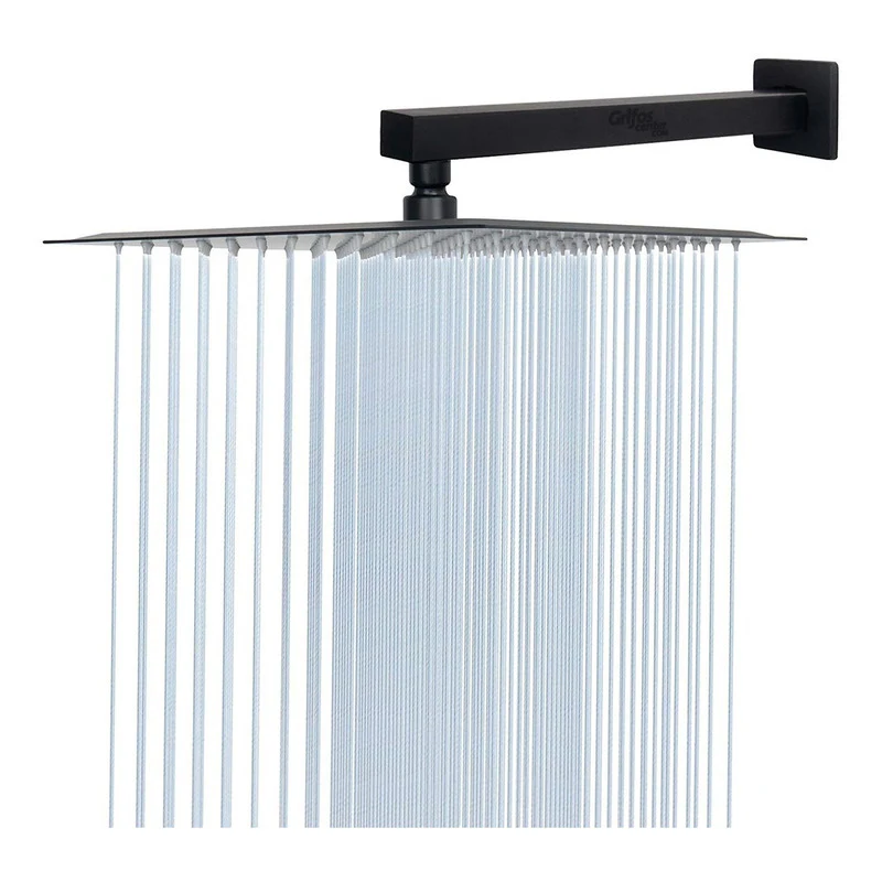 Regadera Ducha Negra Acero Inox.cuadrada 20cm-incluye Tubo - Image 2