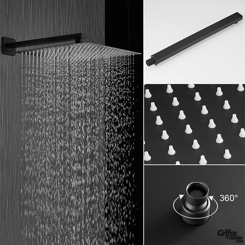 Regadera Ducha Negra Acero Inox.cuadrada 20cm-incluye Tubo - Image 6