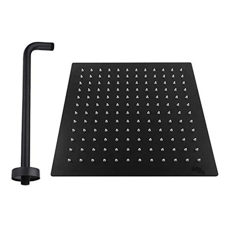 Regadera Ducha Negra Acero Cuadrada 15cm Incluye Tubo - Image 4