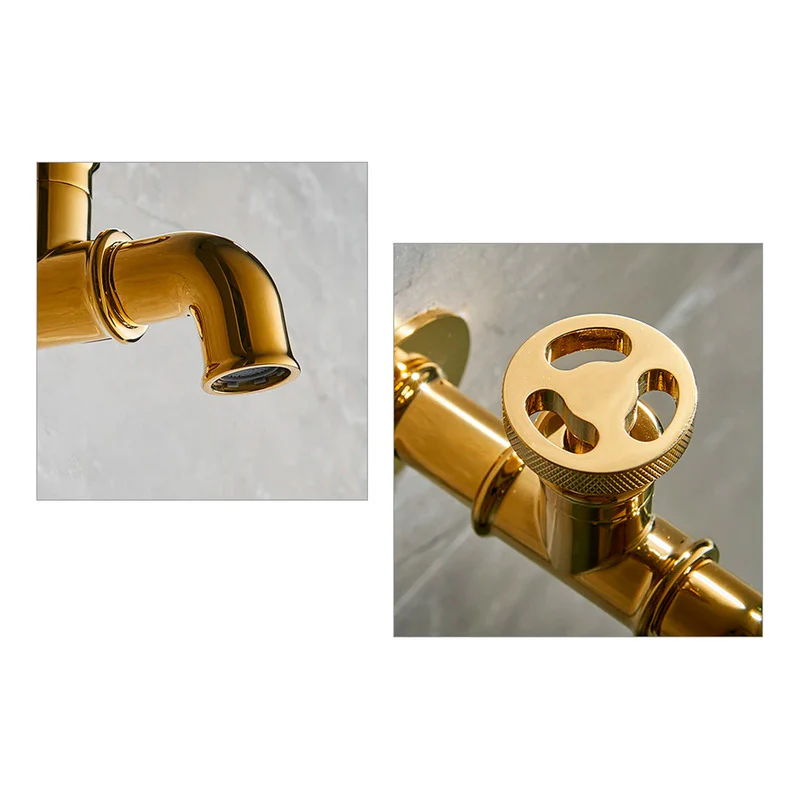 Grifería Agua Fría Pared Industry Gold Vintage - Image 3