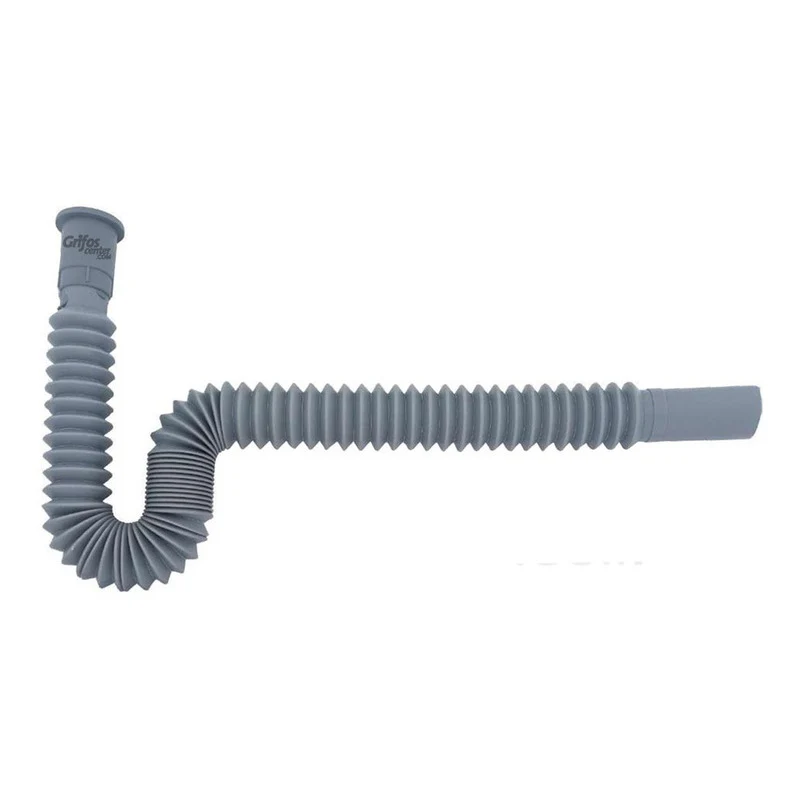 Sifón Flexible Para Lavamanos Plástico Gris