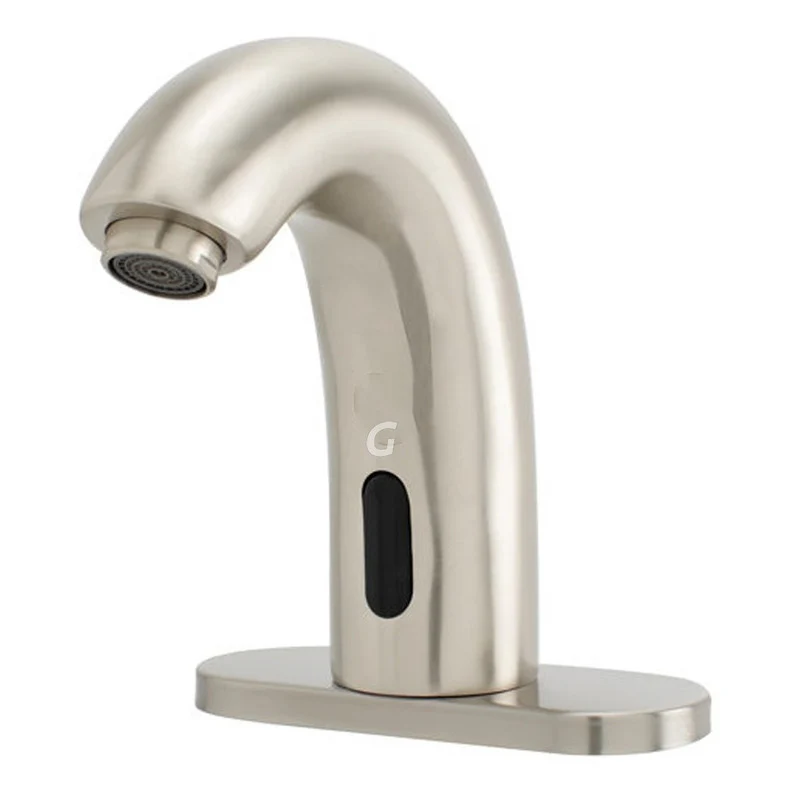 Llave Lavamanos Satinada Cuello Curvo Con Sensor En Bronce